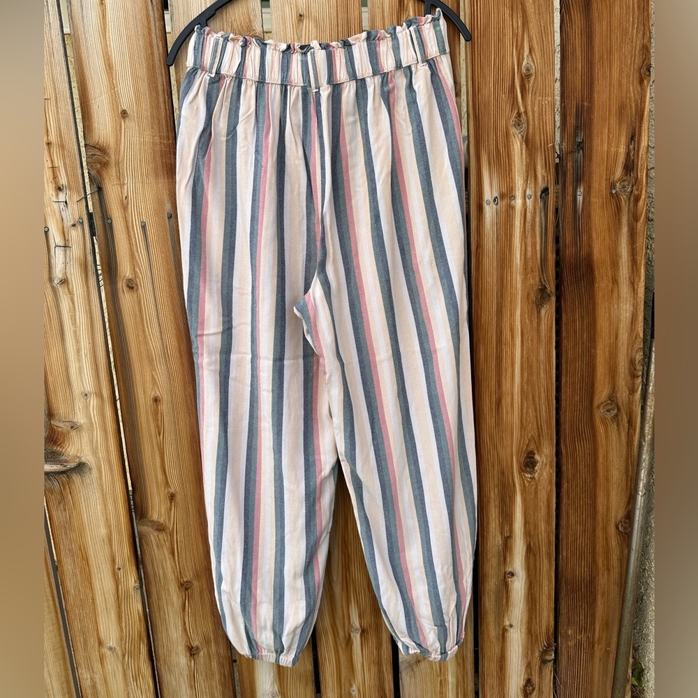 American Eagle Striped Paperbag Waist Beach Jogger Pants Size M - Picture 4 of 14